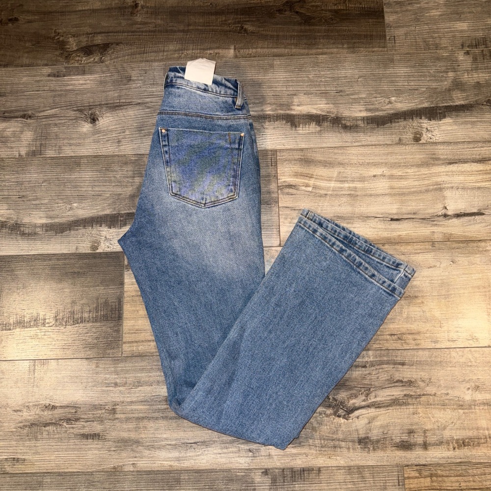 Women's a loves a High Rise Slim Flare Jeans Size 27 Distressed Denim